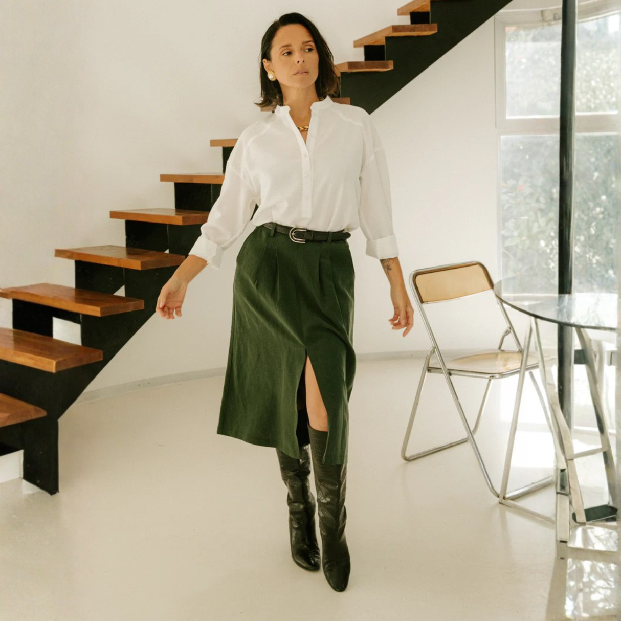 Maison Fauve Silvana Skirt Sewing Pattern Green Front
