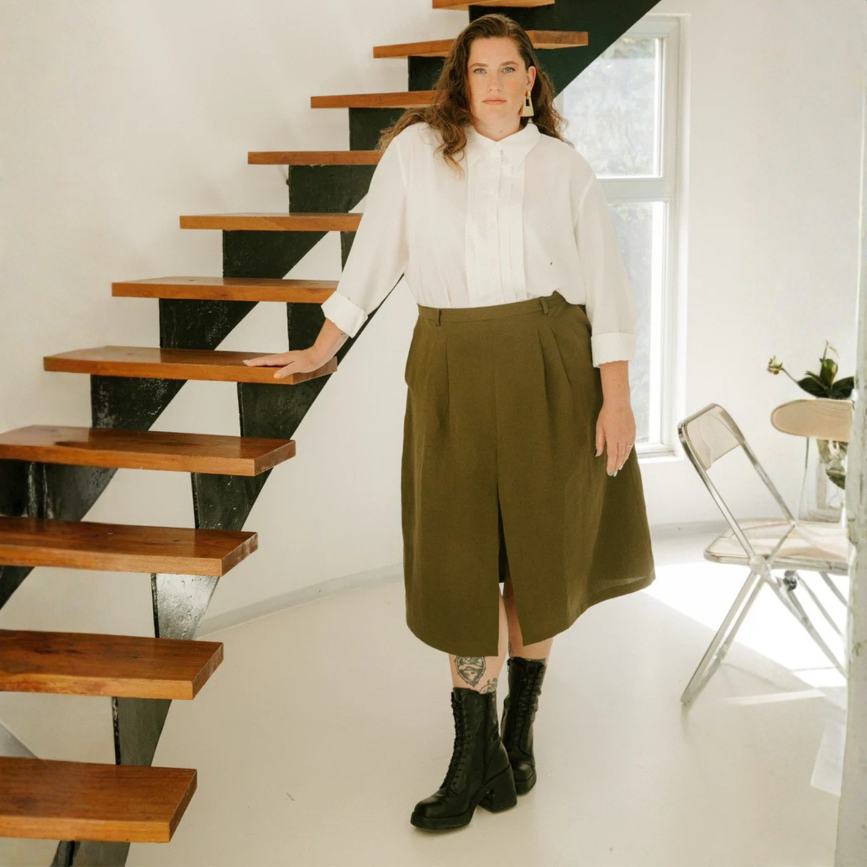 Maison Fauve Silvana Skirt Sewing Pattern Khaki Front