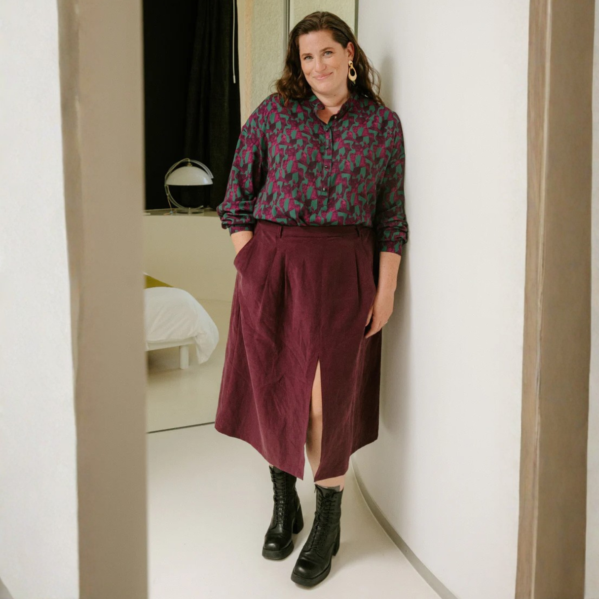 Maison Fauve Silvana Skirt Sewing Pattern Wine Front