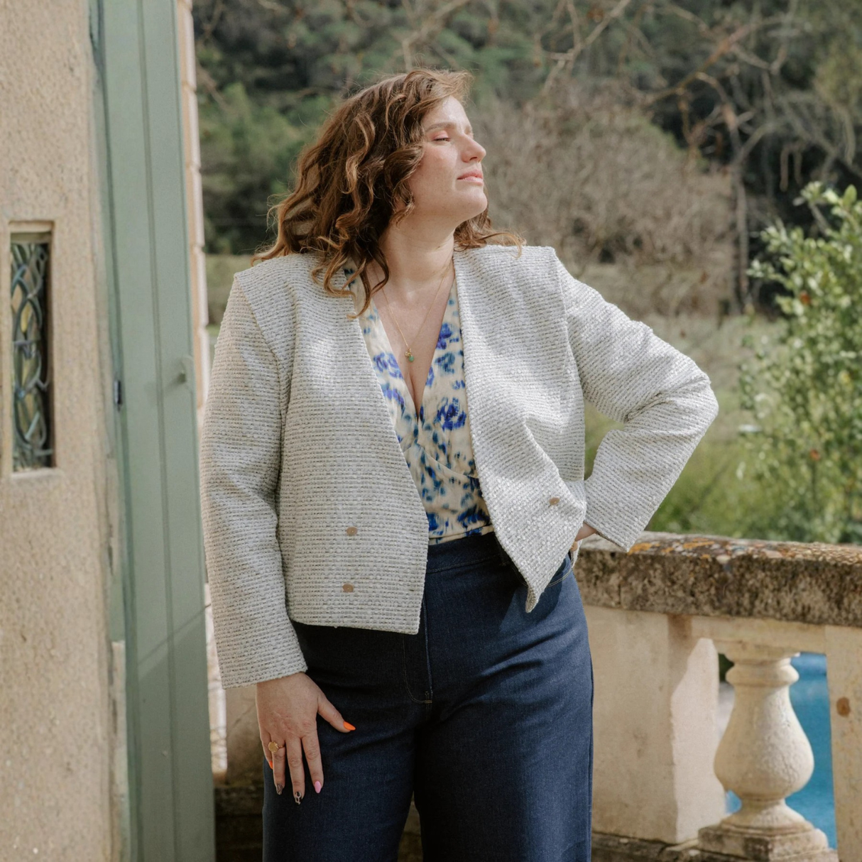 Maison Fauve Damas Jacket Sewing Pattern Grey Front 3