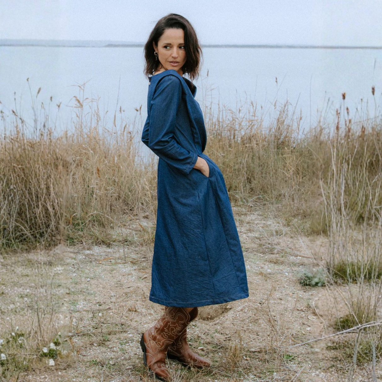 Maison Fauve Notte Dress Blouse Sewing Pattern Blue Side 1