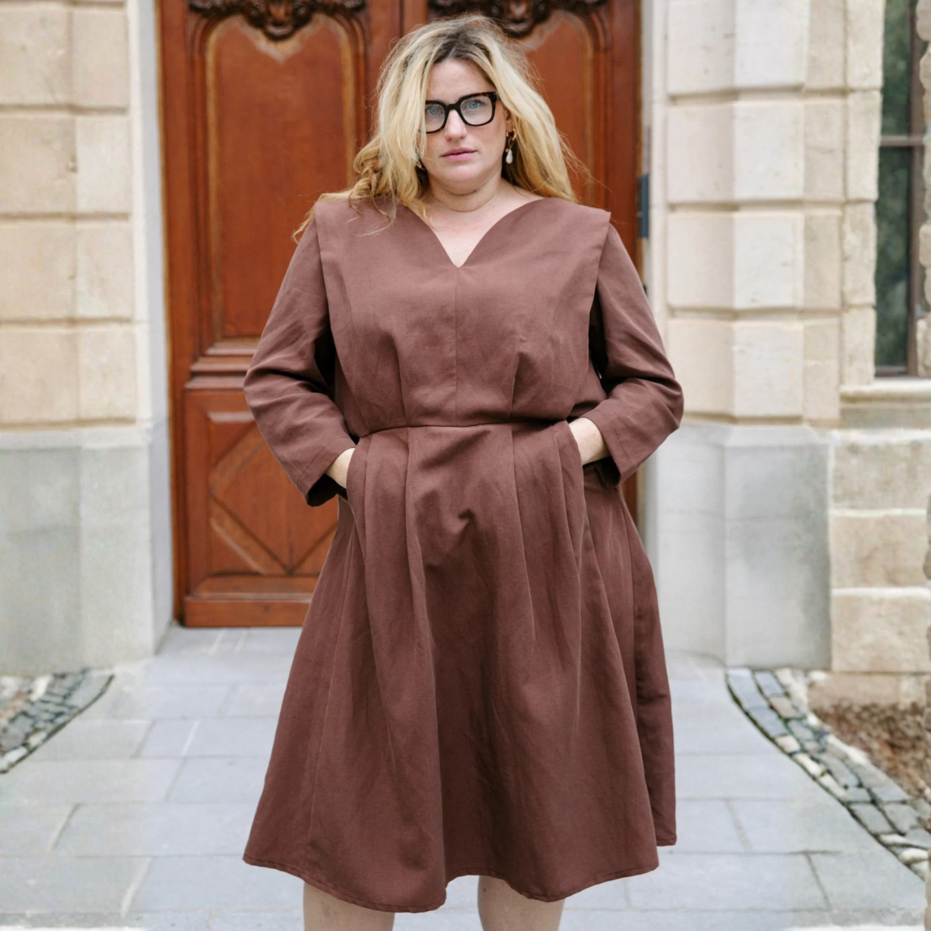 Maison Fauve Notte Dress Blouse Sewing Pattern Brown Front