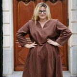 Maison Fauve Notte Dress Blouse Sewing Pattern Brown Front 1