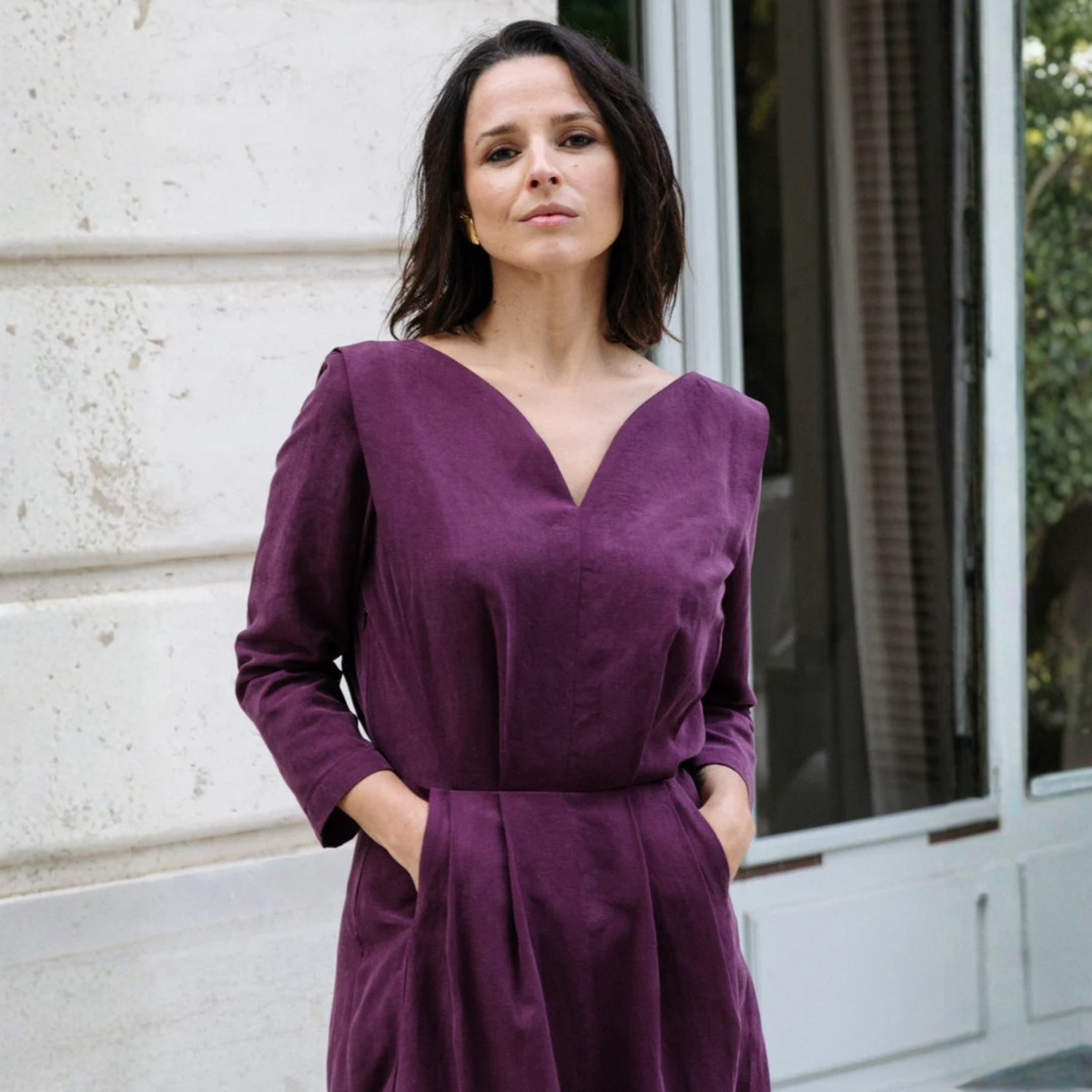 Maison Fauve Notte Dress Blouse Sewing Pattern Purple Front 1