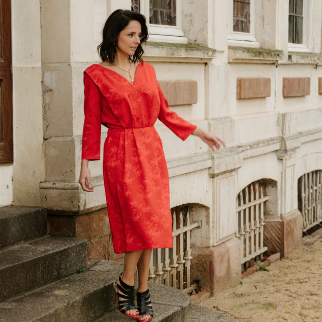 Maison Fauve Notte Dress Blouse Sewing Pattern Red Front 2