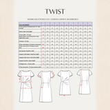 Maison Fauve Twist Dress Sewing Pattern Size Chart