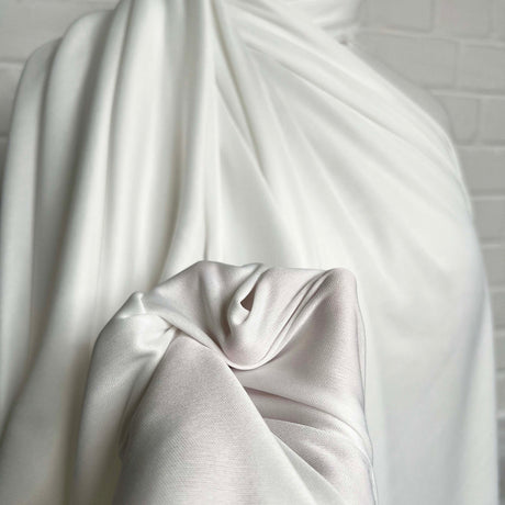 White Fine Nylon Jersey Dressmaking Fabric Marshmallow Dreams CU
