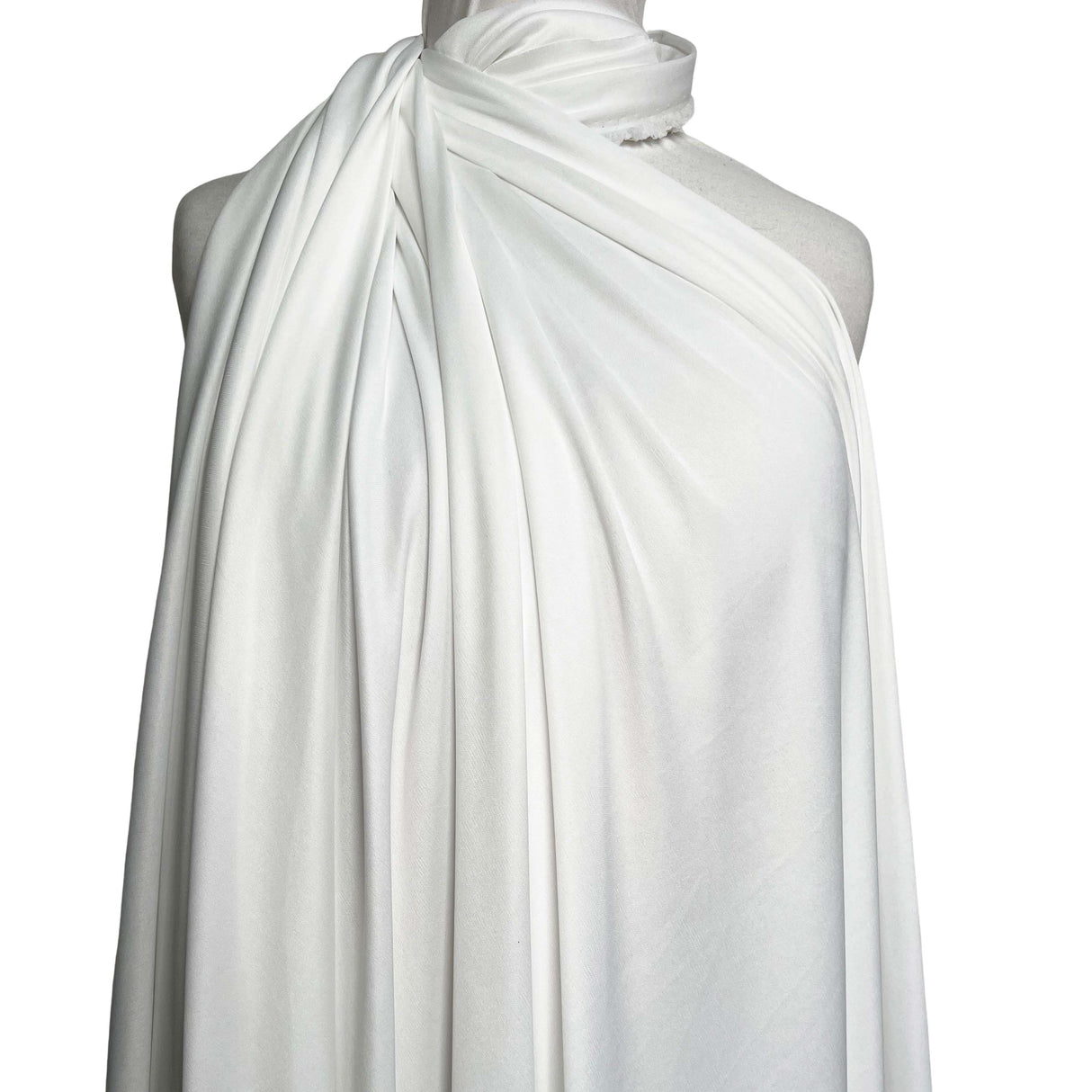 White Fine Nylon Jersey Dressmaking Fabric Marshmallow Dreams Mannequin