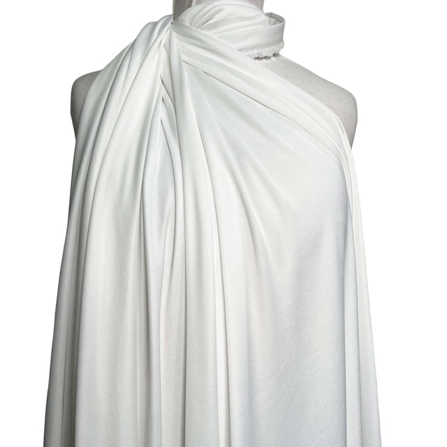 White Fine Nylon Jersey Dressmaking Fabric Marshmallow Dreams Mannequin