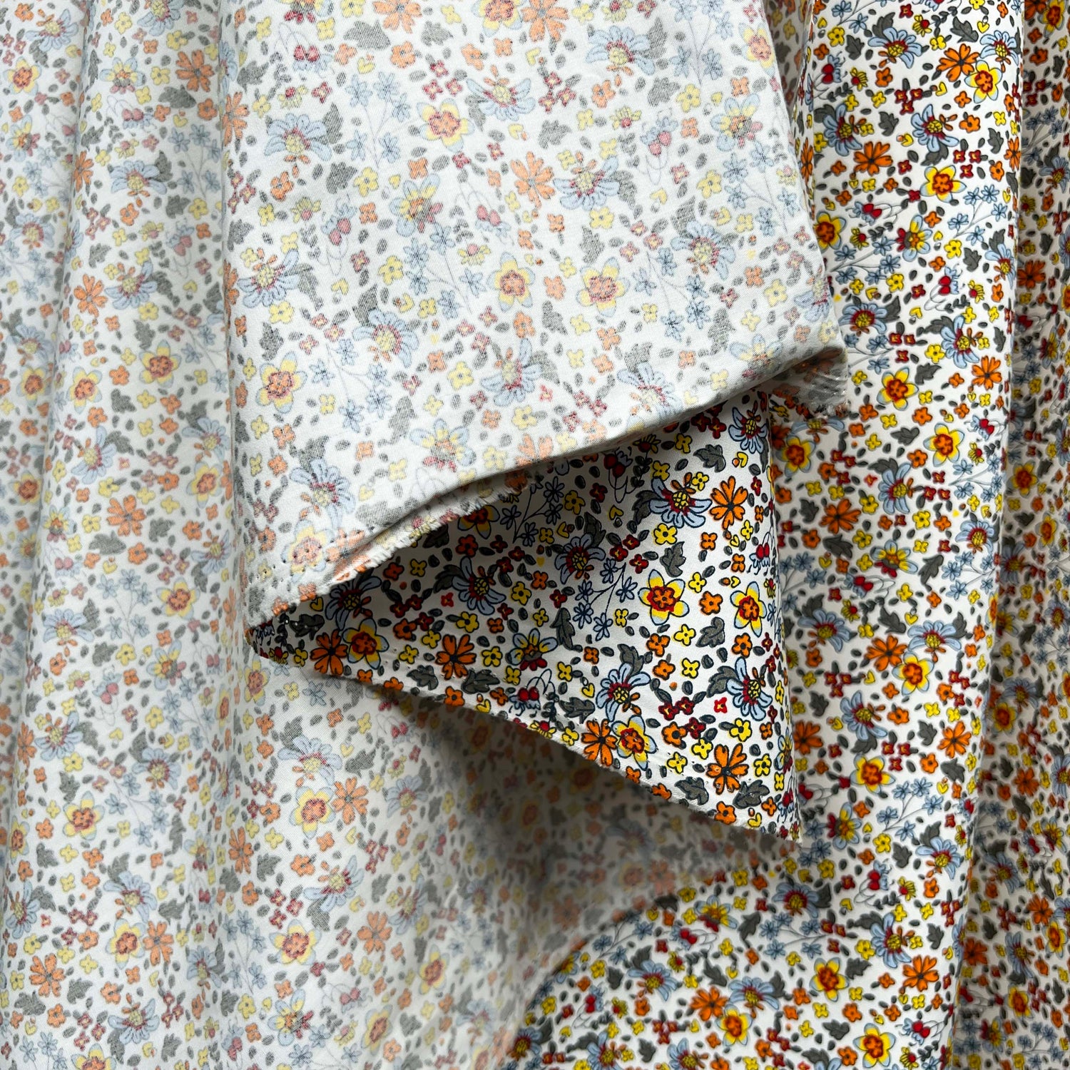 Mens Italian Shirting Marigold Floral Cotton Fabric Hang
