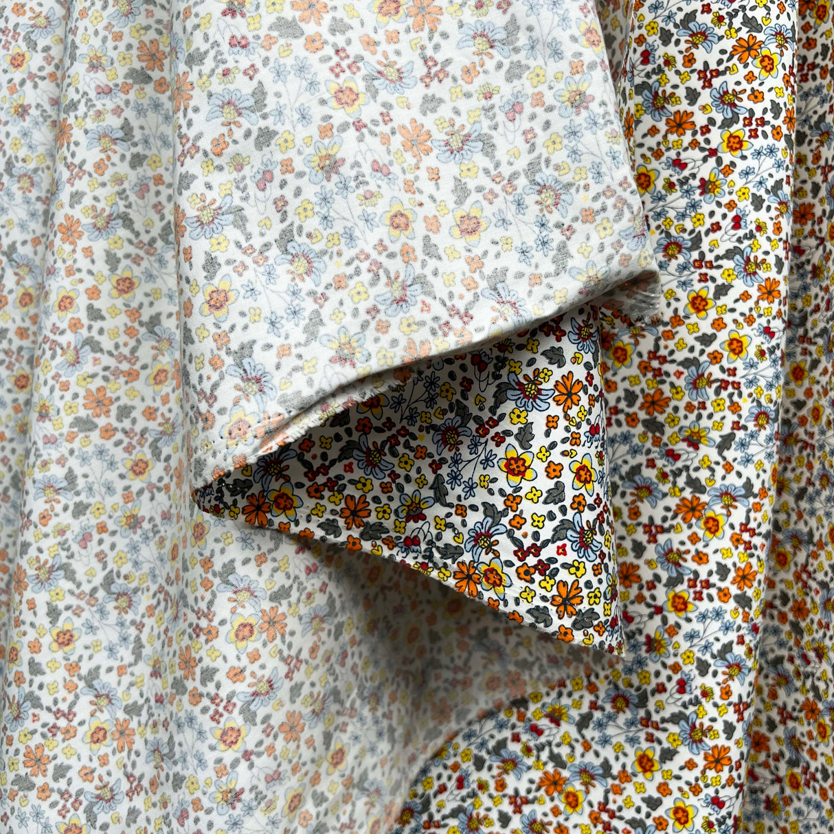 Mens Italian Shirting Marigold Floral Cotton Fabric Hang