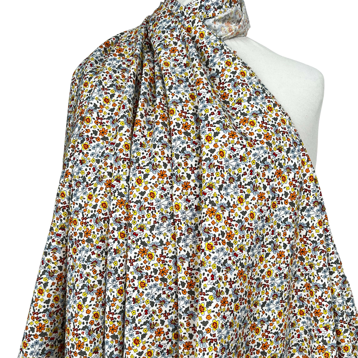 Mens Italian Shirting Marigold Floral Cotton Fabric