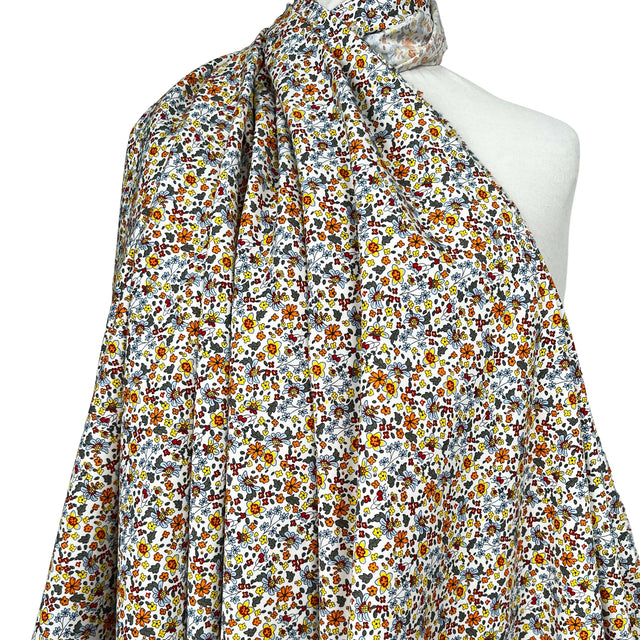 Mens Italian Shirting Marigold Floral Cotton Fabric