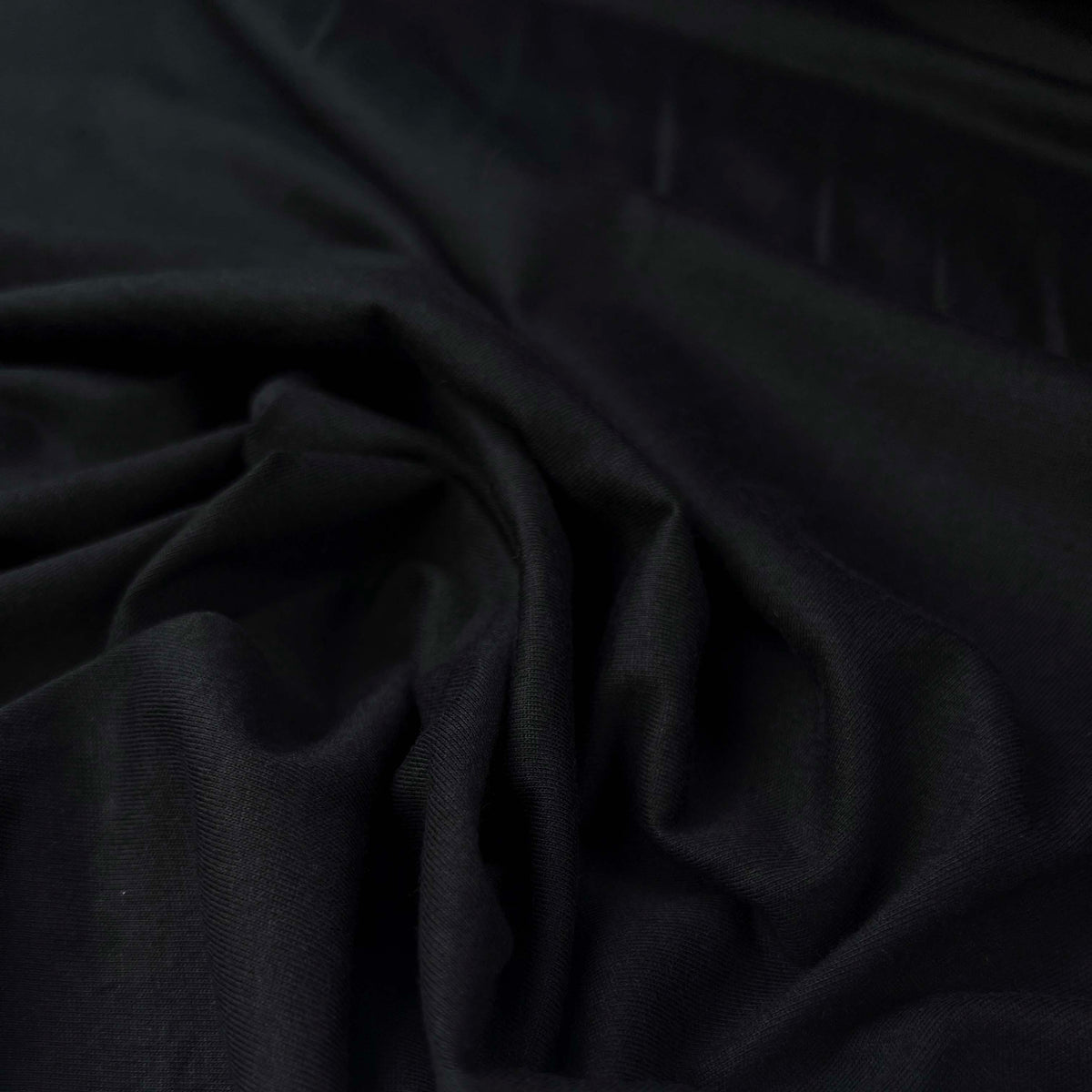 Mercerised Super Wide Black Cotton Jersey Fabric CU