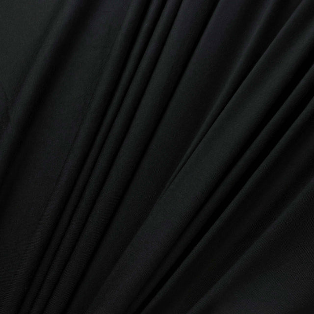 Mercerised Super Wide Black Cotton Jersey Fabric Stretch