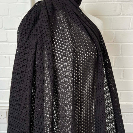 Midsummer Night Poly Cotton Crochet Dress Fabric Black 