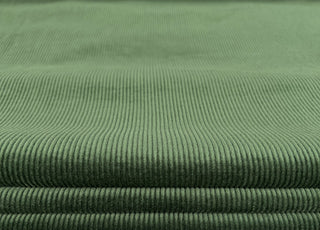 Milano Cord Green Cotton Elastane 10 Wale Italian Ex Designer Stretch Woven Trouser Fabric CU