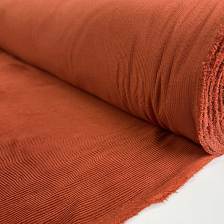 Milano Cord Rust Cotton Elastane 10 Wale Italian Ex Designer Stretch Woven Trouser Fabric Roll