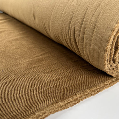 Milano Cord Sand Cotton Elastane 10 Wale Italian Ex Designer Stretch Woven Trouser Fabric Roll
