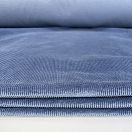 Milano Cord Sky Cotton Elastane 10 Wale Italian Ex Designer Stretch Woven Trouser Fabric CU