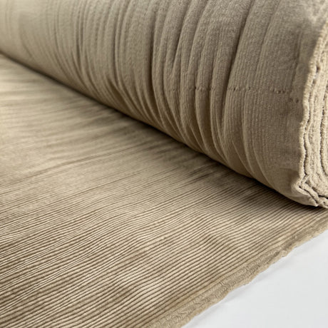Milano Cord Stone Cotton Elastane 10 Wale Italian Ex Designer Stretch Woven Trouser Fabric Roll