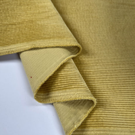 Milano Cord Yellow Cotton Elastane 10 Wale Italian Ex Designer Stretch Woven Trouser Fabric Fold