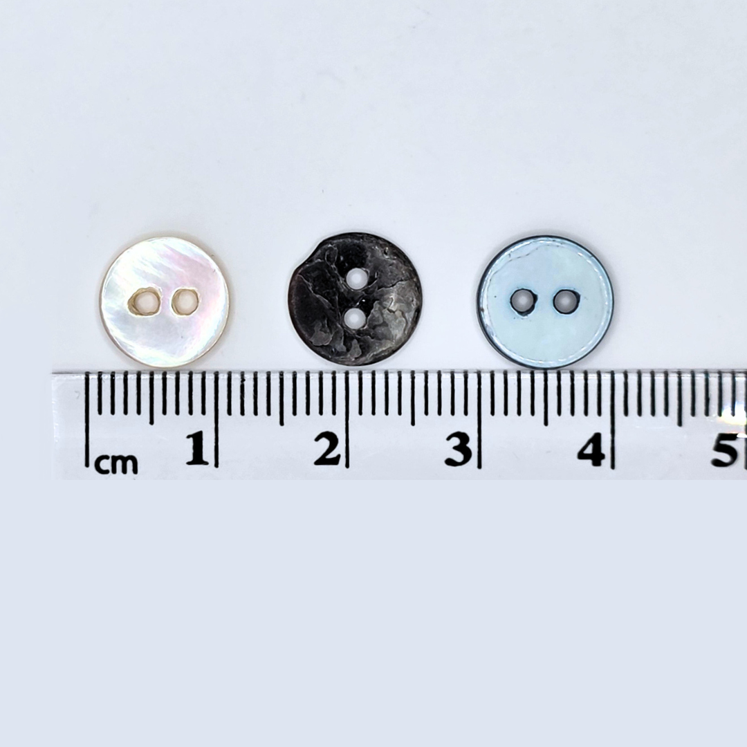 Mother of Pearl Shell Buttons 10mm PK20 Ruler