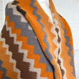Mountain Knit Polyester Wool Brown Chevron Fabric CU