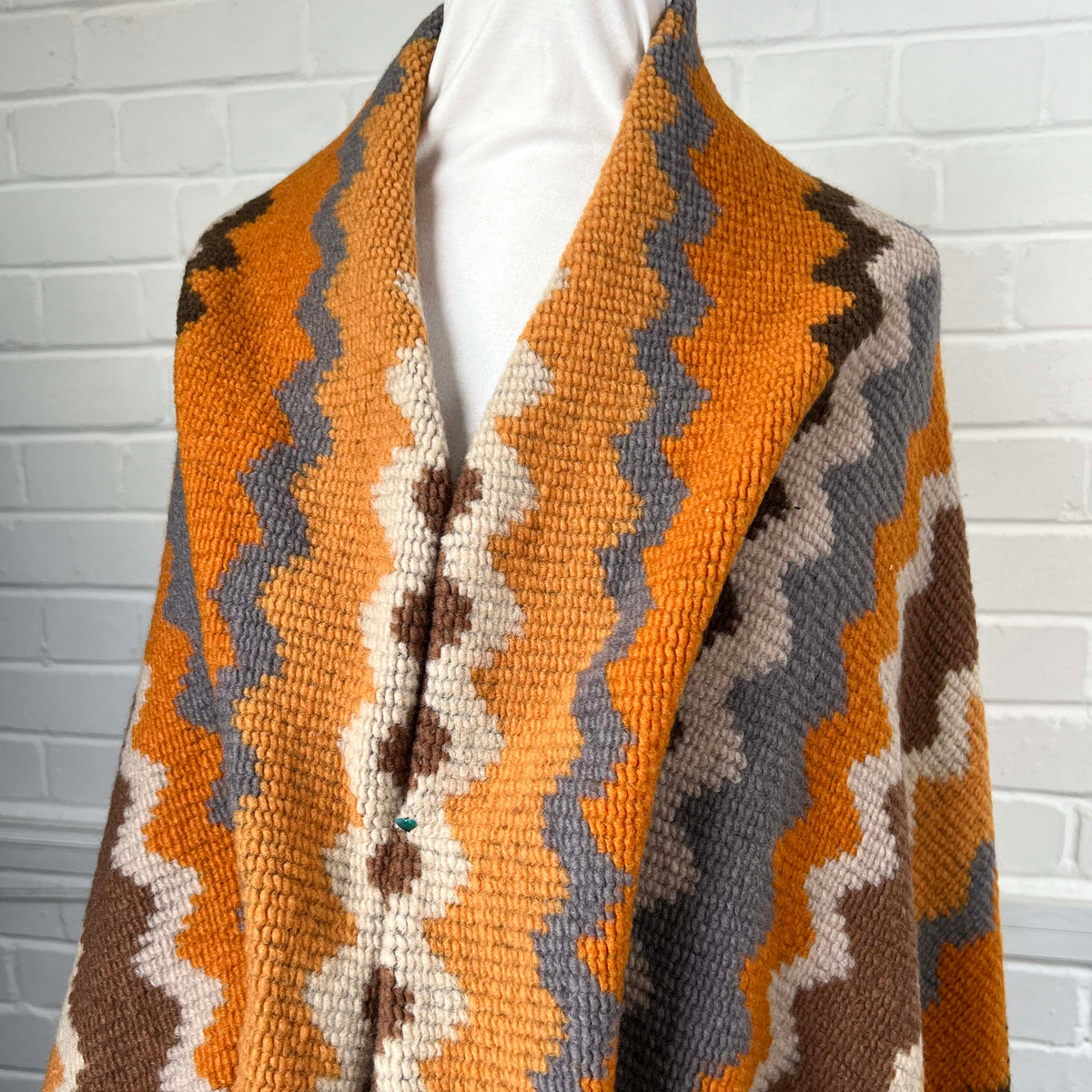 Mountain Knit Polyester Wool Brown Chevron Fabric Mannequin