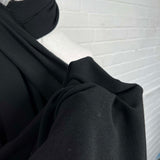 Moving Well Polyester Wool Elastane Black Midweight Portuguese Suiting Fabric CU