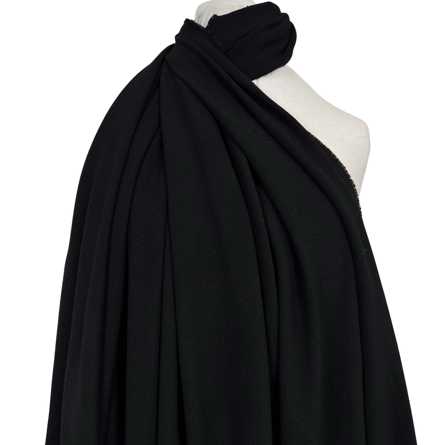 Moving Well Polyester Wool Elastane Black Midweight Portuguese Suiting Fabric Mannequin