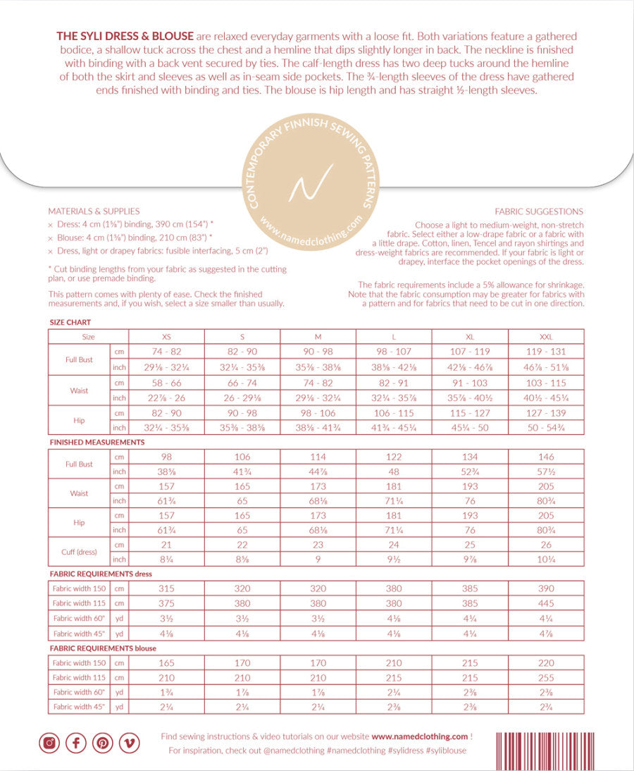 Named - Syli Dress & Blouse Pattern (UK 4-28)