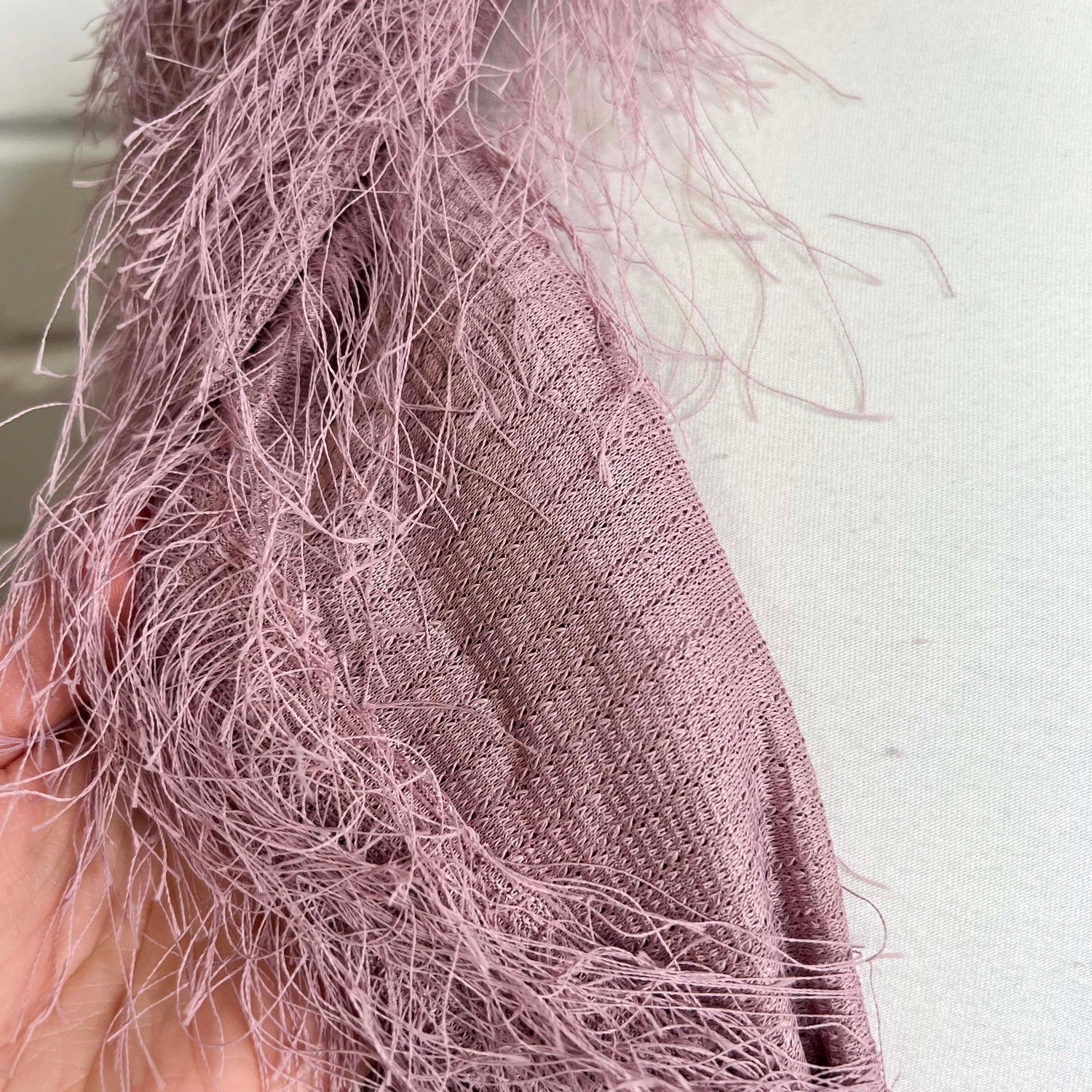 Oh Carolina Recycled Polyester Mauve Shaggy Coat Fabric Reverse