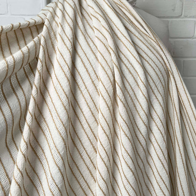 On The Beach White Sand Stripe Cotton Polyester Italian Woven Dress Fabric Mannequin