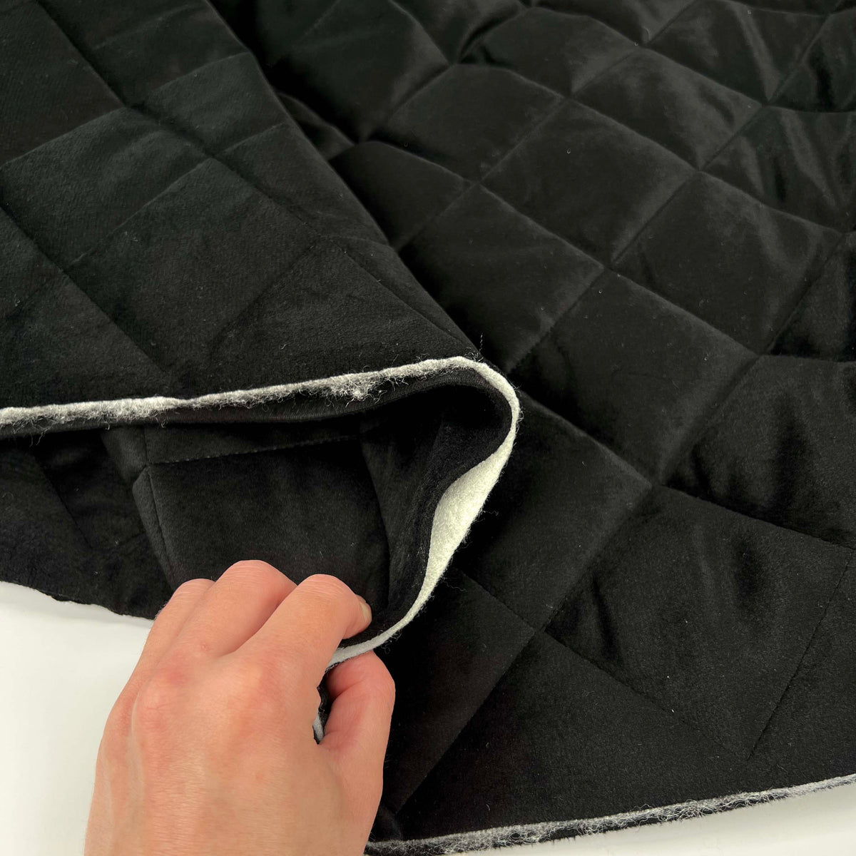 Ooh It's Soft Fur Polyester Black Diamond Quilting Fabric Fold