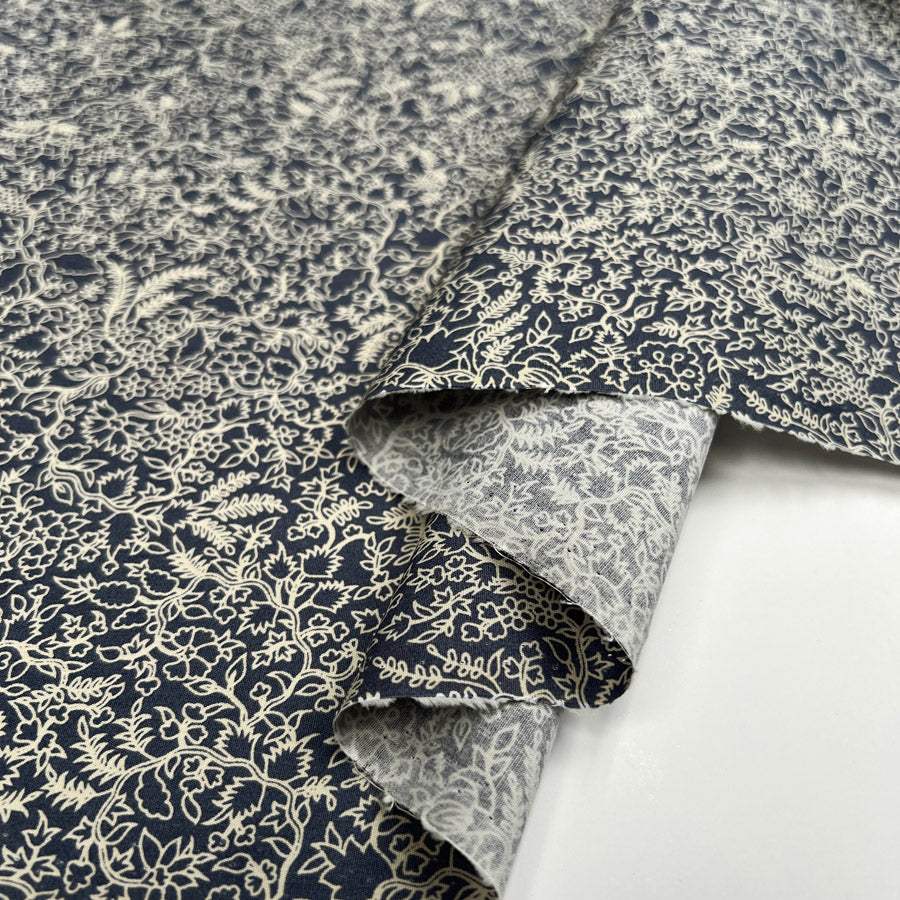 Pima Cotton Lawn - Weavers Floral - Navy