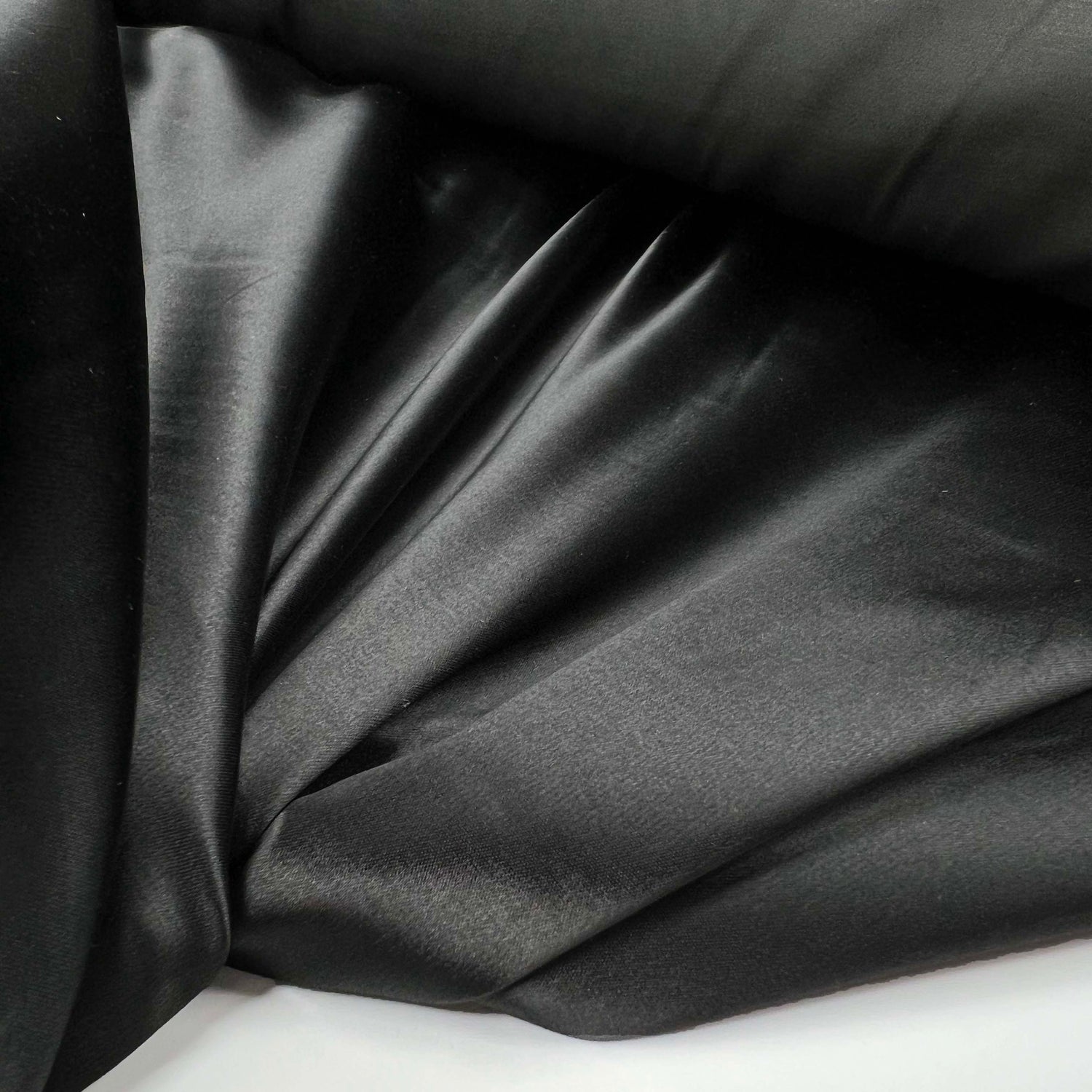 Shiny Viscose Polyester Black Dressmaking Fabric Pedigree Satin Stretch