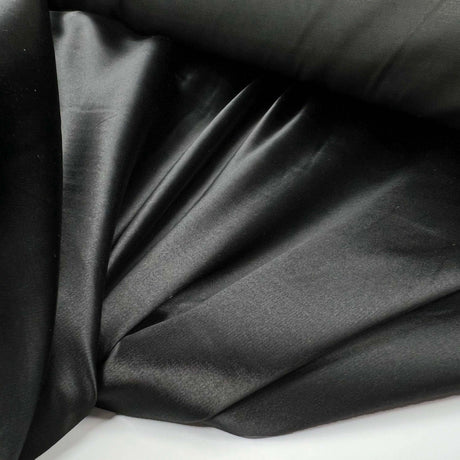 Shiny Viscose Polyester Black Dressmaking Fabric Pedigree Satin Stretch