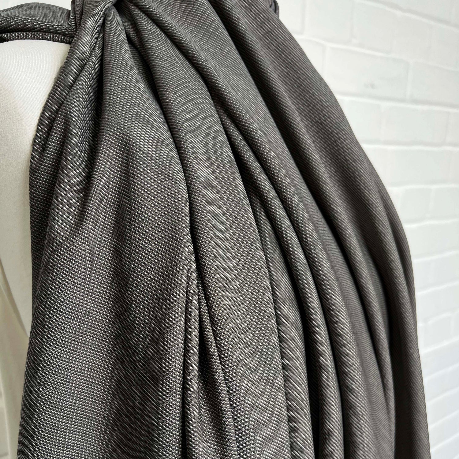 Grey Stripe British Wool Deadstock Suit Fabric Pick up a Pinstripe CU