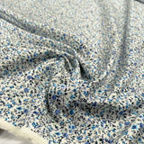 Tiny Blue Floral Print Dressmaking Fabric Pima Cotton Lawn Floret CU