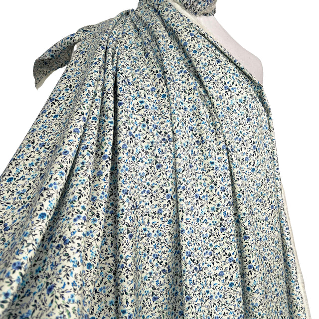 Tiny Blue Floral Print Dressmaking Fabric Pima Cotton Lawn Floret Mannequin