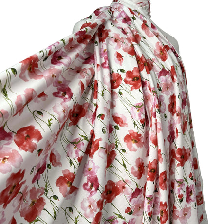 Printed Floral Dress Fabric Pima Cotton Lawn Soft Focus Rose Mannequin