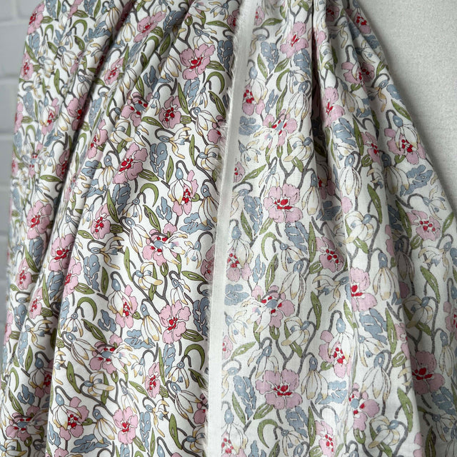 Pink Floral Dressmaking Fabric Pima Cotton Lawn Summer Sketch 