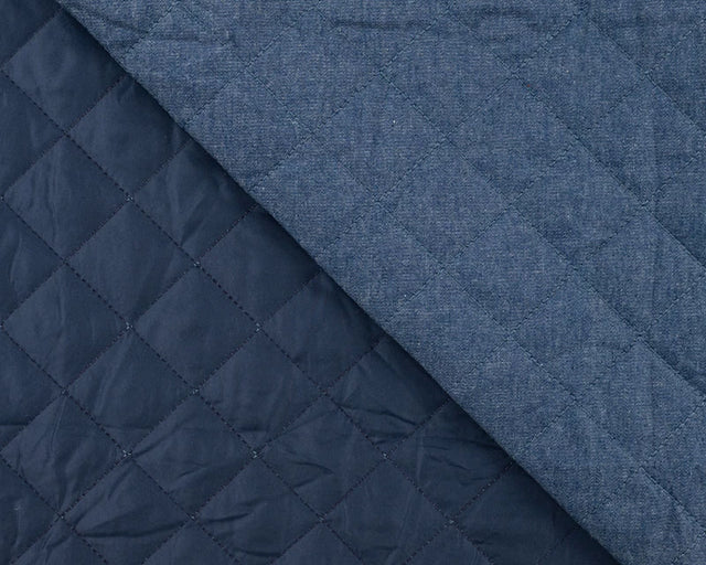 Denim Quilt - Blue Plain Quilted Cotton Dress Fabric fabric, folded