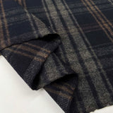 Play It Cool Wool Cashmere Ex Designer Italian Navy Check Deadstock Coating Fabric Fold