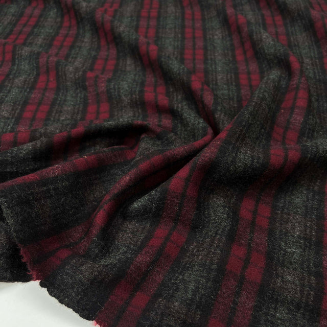 Play On Red Grey Ex-Designer Wool Cashmere Deadstock Check Coating Fabric CU