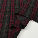 Play On Red Grey Ex-Designer Wool Cashmere Deadstock Check Coating Fabric Fold