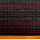 Play On Red Grey Ex-Designer Wool Cashmere Deadstock Check Coating Fabric Ruler