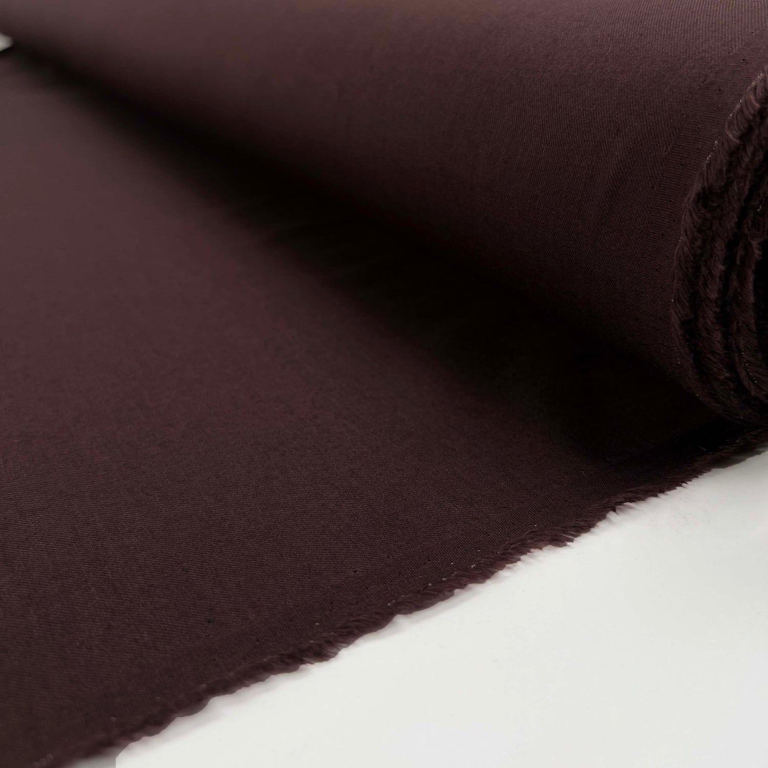 Plum Duff Wool Cotton Damson Plain Woven Suiting Fabric Roll