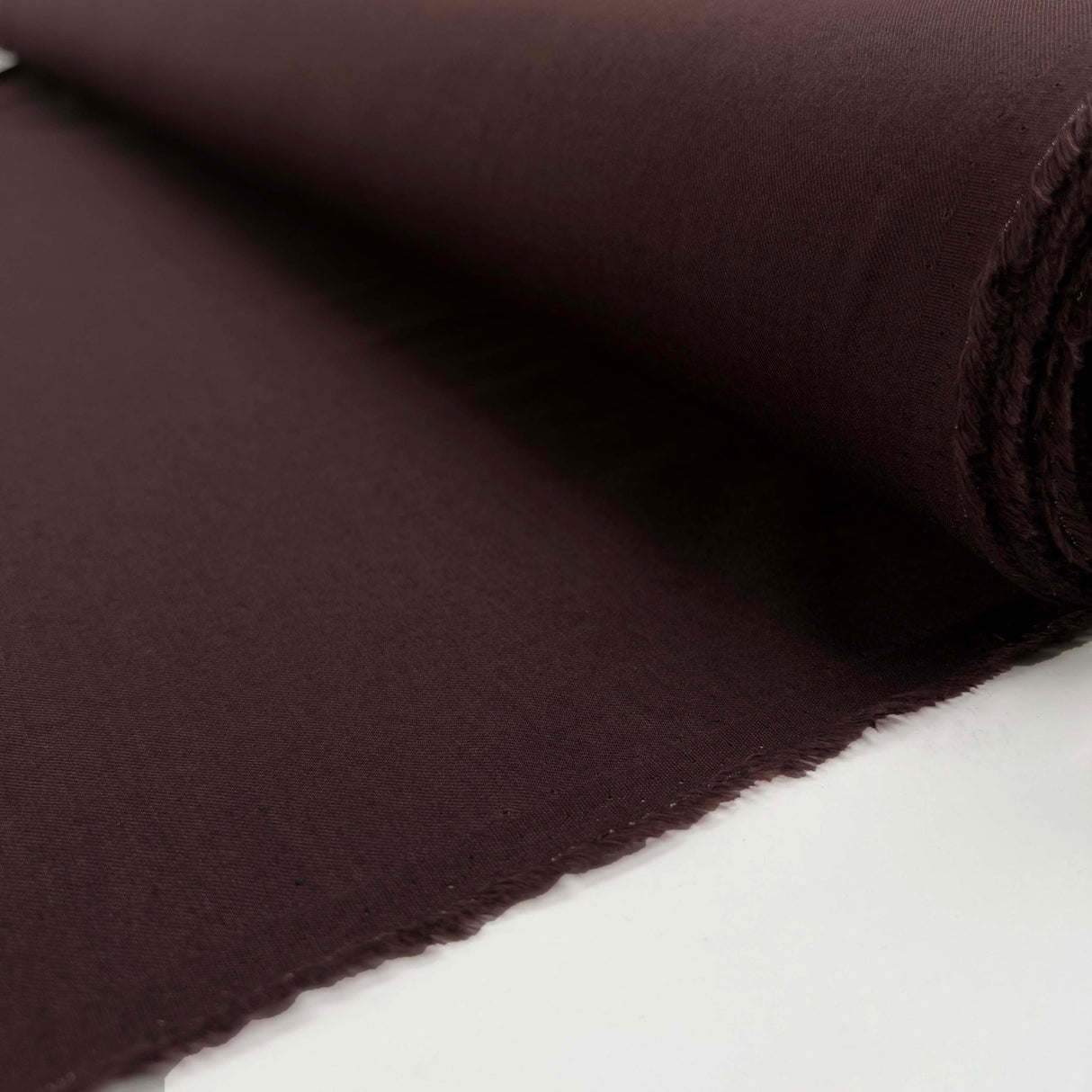 Plum Duff Wool Cotton Damson Plain Woven Suiting Fabric Roll